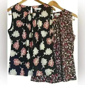 Calvin Klein Set of 2 Sleeveless Blouses Size Large Office Career Business